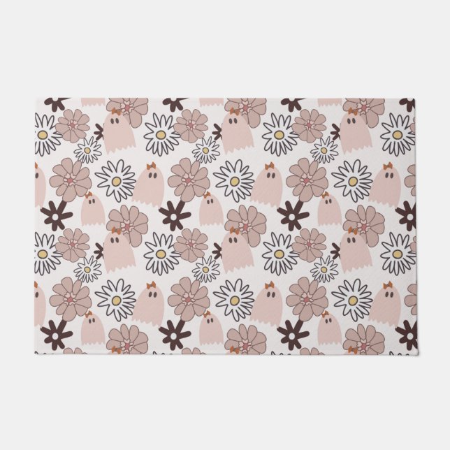 Pink Ghost Pattern Doormat (Front)
