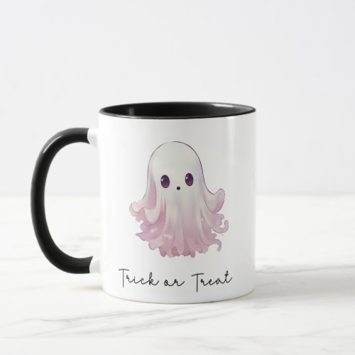 Pink Ghost Trick or Treat Halloween Mug