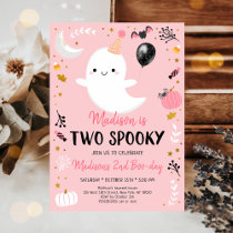 Pink Ghost Two Spooky Second Birthday Invitation