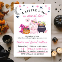 Pink Ghost,Witch Hat,Candy: Halloween Baby Shower