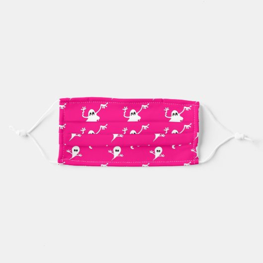 pink ghosts halloween adult cloth face mask (Front, Folded)