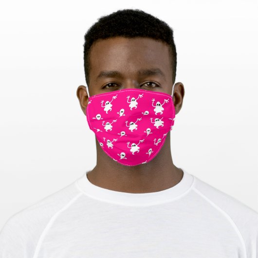 pink ghosts halloween adult cloth face mask (Worn)
