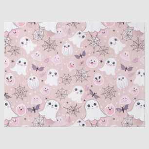 Pink Ghosts & Halloween Elements Seamless Pattern Tissue Paper