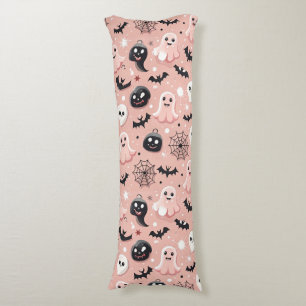 Pink Ghosts & Halloween Seamless Pattern Body Pillow
