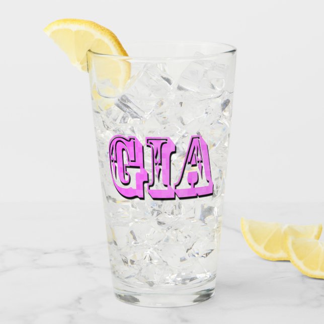 Pink Gia Name Logo, Glass (Front Ice)