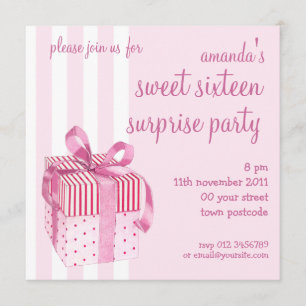 Pink Gift Birthday Invitation