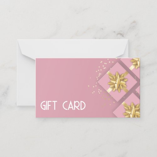 Pink Gift Box Festive Gold Bow Modern Gift Card