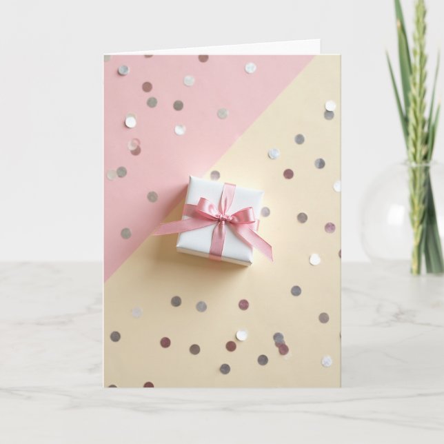 Pink Gift Box Party Card (Front)