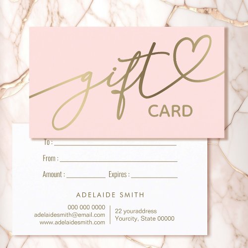 pink gift certificate card
