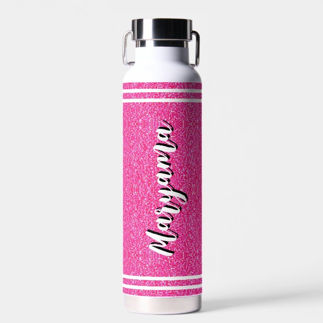 Pink Gift for Girls | Custom Handwritten Name Water Bottle (Front)