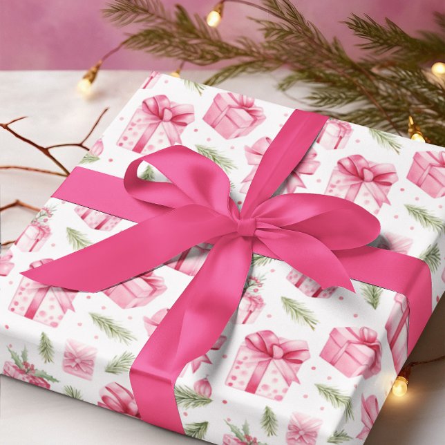 Pink Gifts & Bows Christmas & Winter Birthday Wrapping Paper (Creator Uploaded)