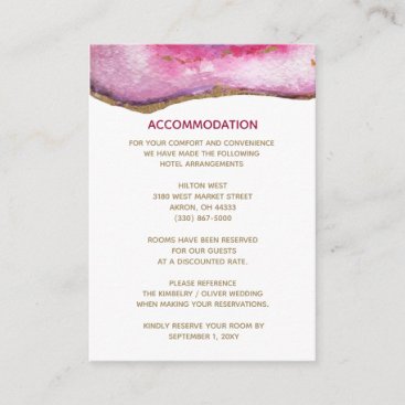 Pink Gilt Agate Wedding accommodation card