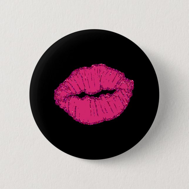 pink giltter lips button (Front)