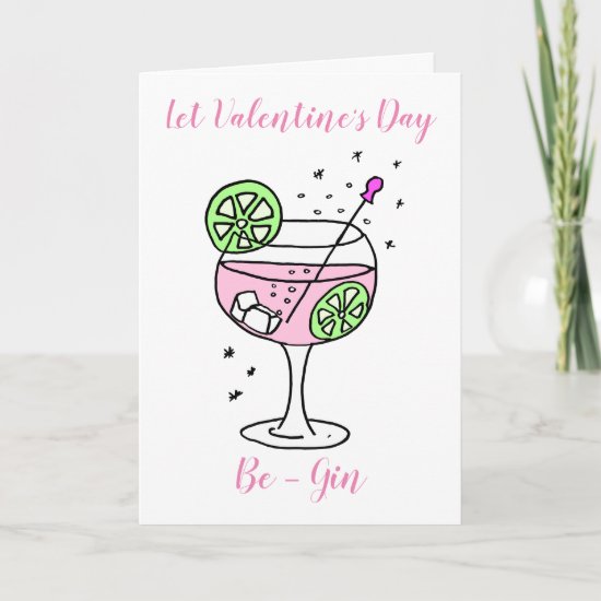 Pink Gin Happy Valentine's Day Card