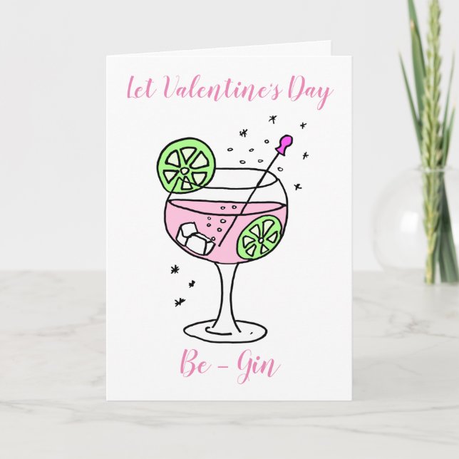 Pink Gin Happy Valentine's Day Card (Front)