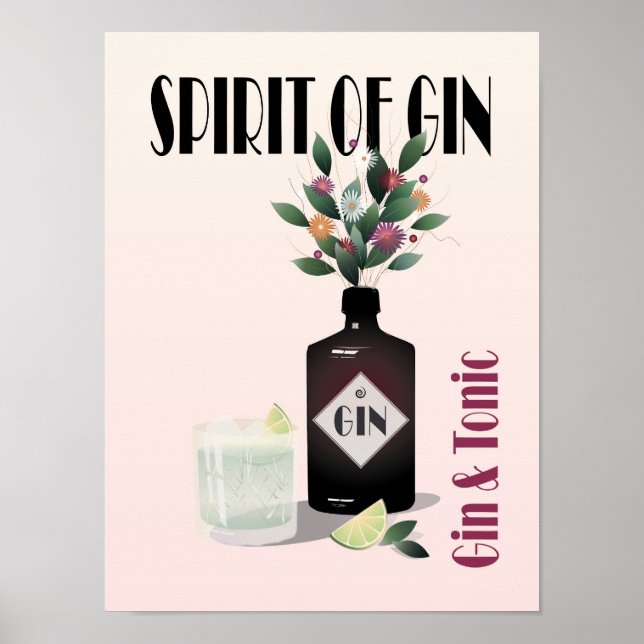 Pink Gin & Tonic Cocktail | For Gin Lovers Poster (Front)