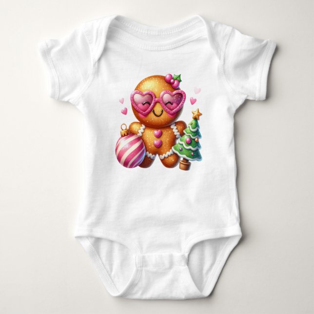 Pink Gingerbread  Baby Bodysuit (Front)