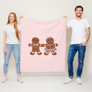 Pink Gingerbread Boy & Girl Blanket