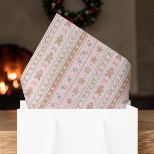 Pink Gingerbread Candy Christmas Tissue Paper