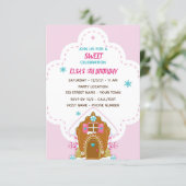 Pink Gingerbread Christmas Birthday Invitation (Standing Front)