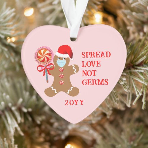 Pink Gingerbread Christmas Heart Ornament