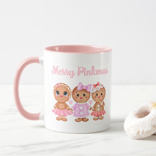 Pink Gingerbread Christmas Mug