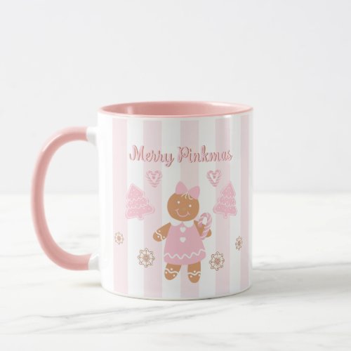 Pink Gingerbread Christmas Mug