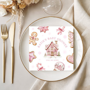 Pink Gingerbread Cookie Baby Shower Girl Napkins