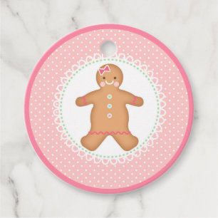Pink Gingerbread Cookie Favor Tags