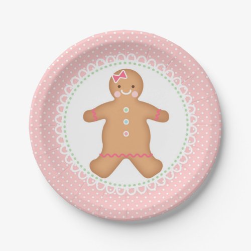 Pink Gingerbread  Cookie  Paper Plates