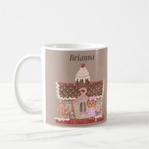 Pink Gingerbread Girl and House with Cherry on Top Coffee Mug