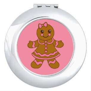 Pink Gingerbread Girl Compact Mirror