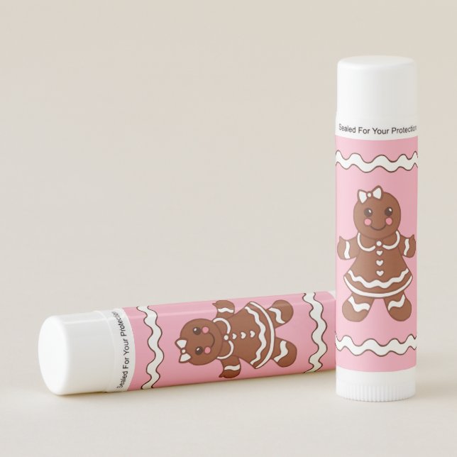 Pink Gingerbread Girl Lip Balm Gift (Front)
