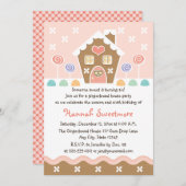 PINK GINGERBREAD HOUSE BIRTHDAY PARTY INVITATIONS (Front/Back)