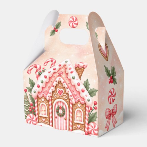 Pink Gingerbread House Christmas Party Favor Box