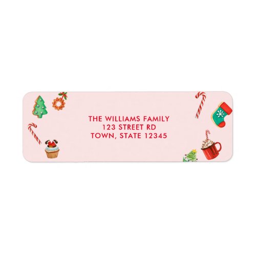 Pink Gingerbread House Christmas Return Address Label