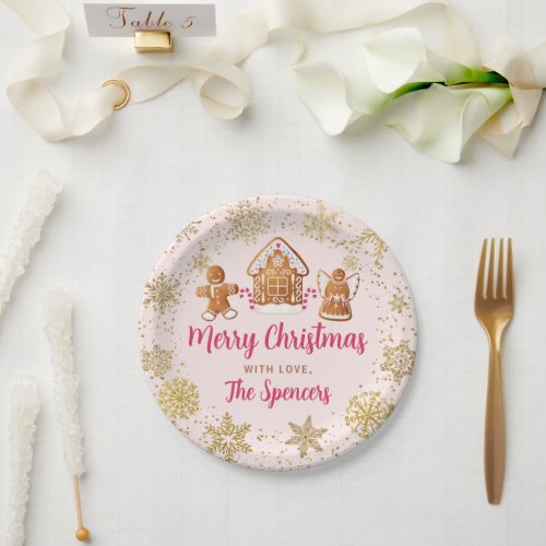 Pink Gingerbread House Decorating Christmas Party  Paper Plates