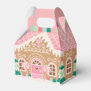 Pink Gingerbread House Favor Box