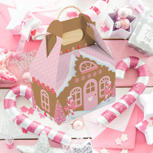 Pink Gingerbread House Favor Box