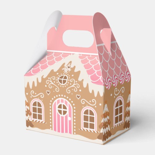 Pink Gingerbread House Favor Box