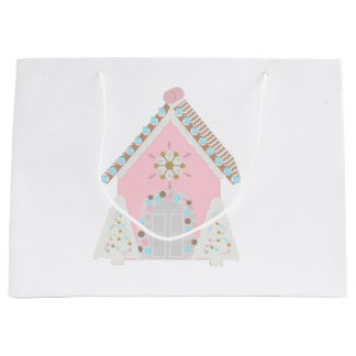 Pink gingerbread house gift bag