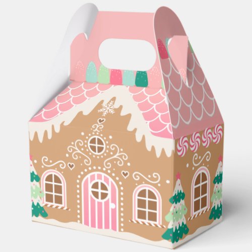 Pink Gingerbread House LARGE Favor Box