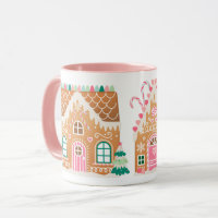 Gingerbread house mug/ Pink Gingerbread mug