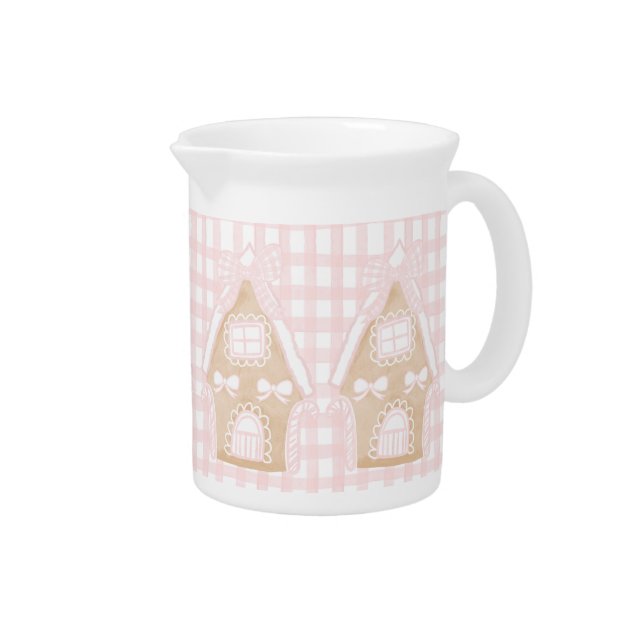 Pink Gingerbread House Party Porcelain Pitcher  (Right)