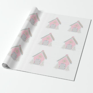 Pink gingerbread house wrapping paper