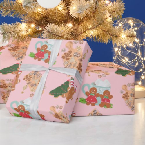 Pink Gingerbread Sugar Cookie Christmas Gift Wrap