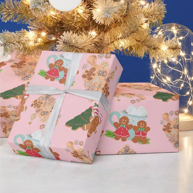 Pink Gingerbread+ Sugar Cookie Christmas Gift Wrap (Holidays)