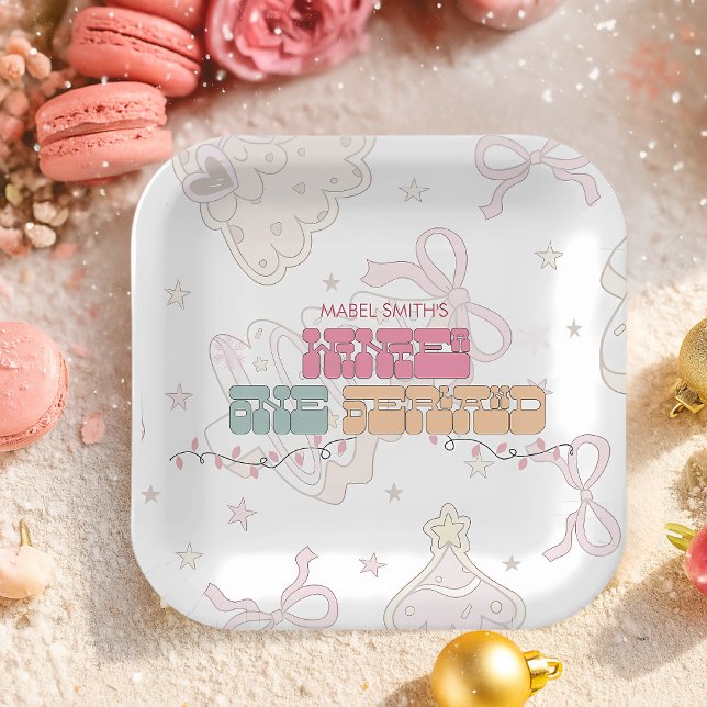 Pink GingerBread Winter Onederland 1st Birthday Paper Plates (Creator Uploaded)