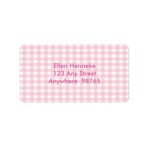 Pink Gingham 1 Label