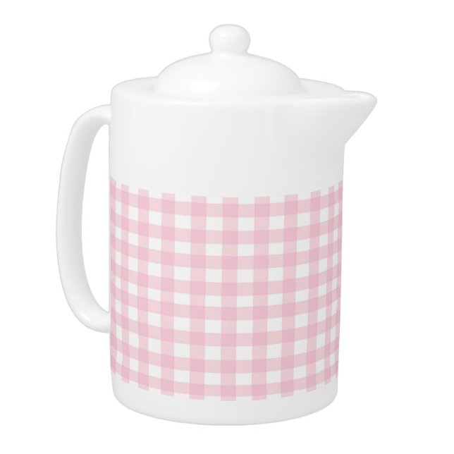 Pink Gingham 2 Teapot (Left)